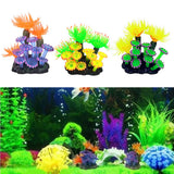 Soft Coral Artificial Water Plant Decor Aquarium Fish Tank Ornament with Base