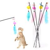 Cat Teaser Catcher Feather Pompom Ball Stick Rod Wand Play Interactive Toy