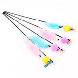 Cat Teaser Catcher Feather Pompom Ball Stick Rod Wand Play Interactive Toy