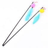 Cat Teaser Catcher Feather Pompom Ball Stick Rod Wand Play Interactive Toy