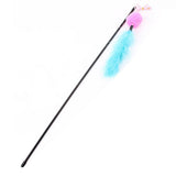 Cat Teaser Catcher Feather Pompom Ball Stick Rod Wand Play Interactive Toy