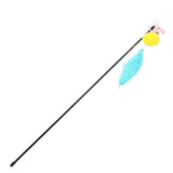 Cat Teaser Catcher Feather Pompom Ball Stick Rod Wand Play Interactive Toy