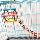 Bird Hamster Toy Colorful Wood Swing Climbing Hanging Ladder Bridge