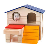 Double Layer Hamster Mice Squirrel Hidden Play Villa Wooden House Small Pet Nest