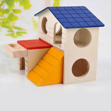 Double Layer Hamster Mice Squirrel Hidden Play Villa Wooden House Small Pet Nest
