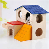 Double Layer Hamster Mice Squirrel Hidden Play Villa Wooden House Small Pet Nest