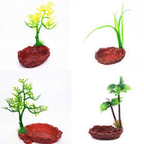 Resin Tree Reptiles Water Food Holder Feeding Bowl Terrarium Landscape Decor