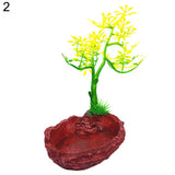 Resin Tree Reptiles Water Food Holder Feeding Bowl Terrarium Landscape Decor