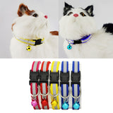Adjustable Pet Cat Puppy Reflective Collar Safety Buckle Bell Neck Strap