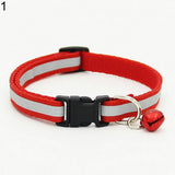 Adjustable Pet Cat Puppy Reflective Collar Safety Buckle Bell Neck Strap