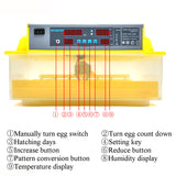 56 Automatic Egg Incubator Digital Hatching Poultry Chicken Temperature Control US/EU/UK Plug 