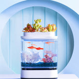 Mini Fish Tank USB Charging Self-cleaning Aquarium with 7 Colors LED Light