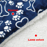 Dog Bed Mat Pet Cushion Blanket Warm Paw Print Puppy Cat Fleece Bed