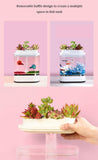 Mini Fish Tank USB Charging Self-cleaning Aquarium with 7 Colors LED Light