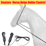 Black 3 Meters Horse Bridle Head Collar Halter Control Attachment Buckle Rope