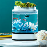 Mini Fish Tank USB Charging Self-cleaning Aquarium with 7 Colors LED Light