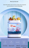 Mini Fish Tank USB Charging Self-cleaning Aquarium with 7 Colors LED Light