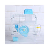 Crystal Pet Cage Hamster Cottage Double Layer House for Hamster Golden Hamster Pet blue_L