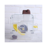 Crystal Pet Cage Hamster Cottage Double Layer House for Hamster- Pink And White