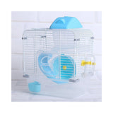 Crystal Pet Cage Hamster Cottage Double Layer House for Hamster- Pink And White