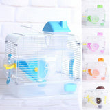 Crystal Pet Cage Hamster Cottage Double Layer House for Hamster Golden Hamster Pet blue_L