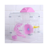 Crystal Pet Cage Hamster Cottage Double Layer House for Hamster- Pink And White