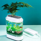 Mini Fish Tank USB Charging Self-cleaning Aquarium with 7 Colors LED Light