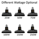 25/50/75/100/150/250W E27 Black Ceramic Heat Emitter Reptile Pet Bulb Crawling Light AC220V