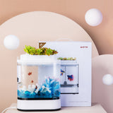 Mini Fish Tank USB Charging Self-cleaning Aquarium with 7 Colors LED Light