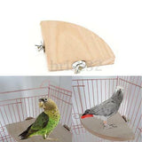 Wooden Coin Bird Cage Perch Stand Platform Hanging Toy 