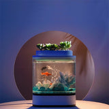Mini Fish Tank USB Charging Self-cleaning Aquarium with 7 Colors LED Light