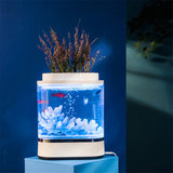 Mini Fish Tank USB Charging Self-cleaning Aquarium with 7 Colors LED Light